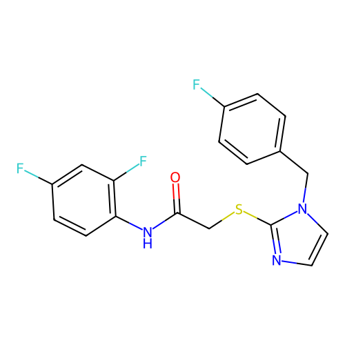 N-(2,4-difluorophenyl)-2-((1-(4-fluorobenzyl)-1H-imidazol-2-yl)thio)acetamide structure