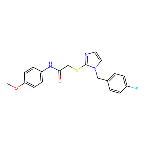 2-[1-[(4-fluorophenyl)methyl]imidazol-2-yl]sulfanyl-N-(4-methoxyphenyl)acetamide structure