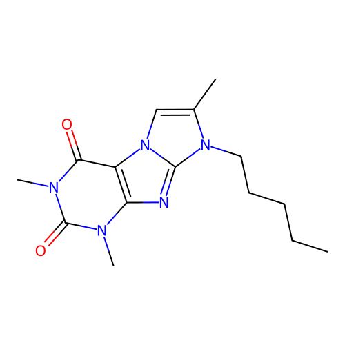1,3,7-trimethyl-8-pentyl-1H-imidazo[2,1-f]purine-2,4(3H,8H)-dione structure