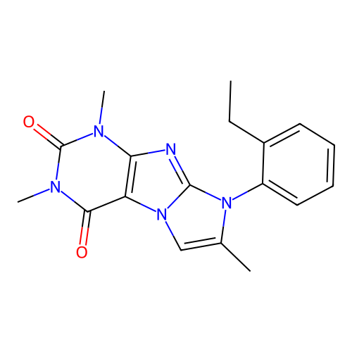 8-(2-ethylphenyl)-1,3,7-trimethyl-1H-imidazo[2,1-f]purine-2,4(3H,8H)-dione structure