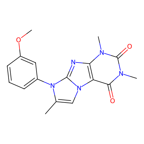 8-(3-methoxyphenyl)-1,3,7-trimethyl-1H-imidazo[2,1-f]purine-2,4(3H,8H)-dione structure