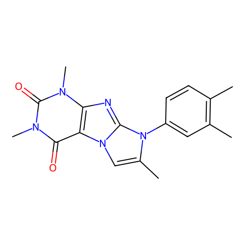 8-(3,4-dimethylphenyl)-1,3,7-trimethyl-1H-imidazo[2,1-f]purine-2,4(3H,8H)-dione structure