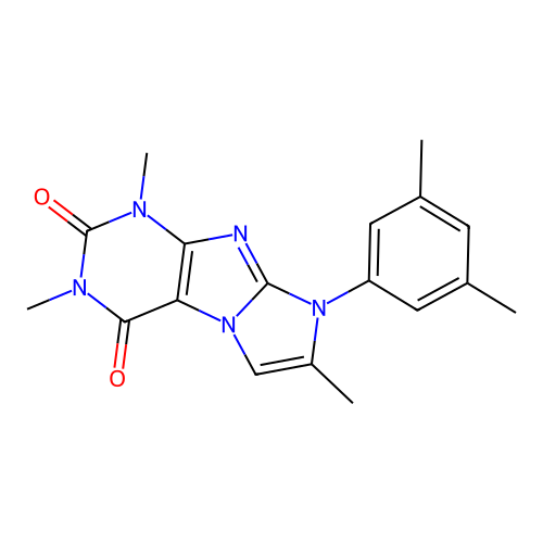 8-(3,5-dimethylphenyl)-1,3,7-trimethyl-1H-imidazo[2,1-f]purine-2,4(3H,8H)-dione structure