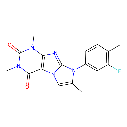6-(3-Fluoro-4-methylphenyl)-2,4,7-trimethylpurino[7,8-a]imidazole-1,3-dione structure