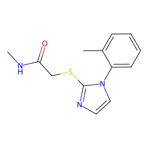 N-methyl-2-((1-(o-tolyl)-1H-imidazol-2-yl)thio)acetamide structure