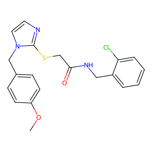 N-(2-chlorobenzyl)-2-((1-(4-methoxybenzyl)-1H-imidazol-2-yl)thio)acetamide structure