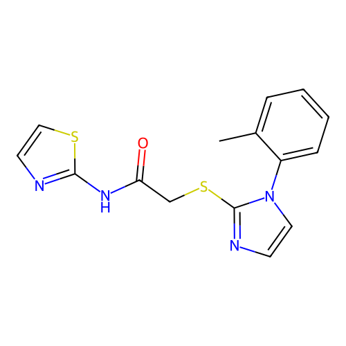 N-(thiazol-2-yl)-2-((1-(o-tolyl)-1H-imidazol-2-yl)thio)acetamide structure
