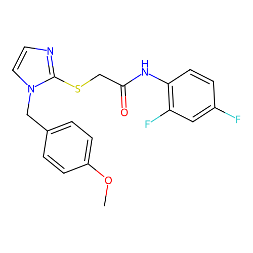 N-(2,4-difluorophenyl)-2-((1-(4-methoxybenzyl)-1H-imidazol-2-yl)thio)acetamide structure