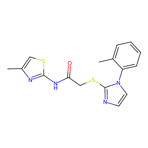 N-(4-methylthiazol-2-yl)-2-((1-(o-tolyl)-1H-imidazol-2-yl)thio)acetamide structure