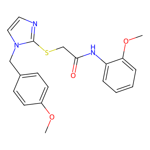 2-((1-(4-methoxybenzyl)-1H-imidazol-2-yl)thio)-N-(2-methoxyphenyl)acetamide structure