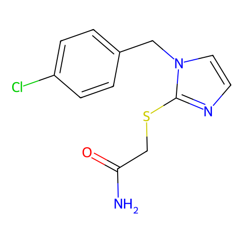 2-[1-[(4-Chlorophenyl)methyl]imidazol-2-yl]sulfanylacetamide structure