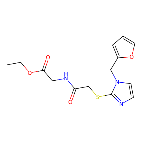 Ethyl 2-[[2-[1-(furan-2-ylmethyl)imidazol-2-yl]sulfanylacetyl]amino]acetate structure