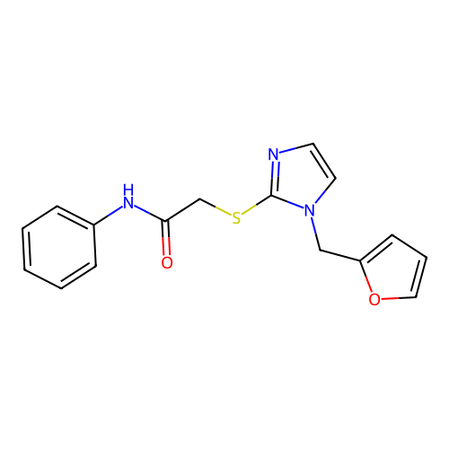 2-((1-(furan-2-ylmethyl)-1H-imidazol-2-yl)thio)-N-phenylacetamide structure