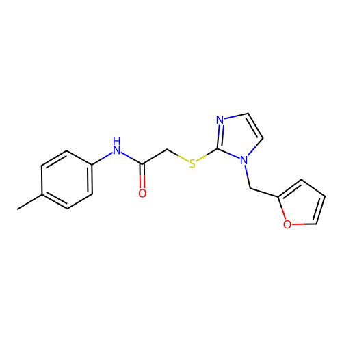 2-[1-(furan-2-ylmethyl)imidazol-2-yl]sulfanyl-N-(4-methylphenyl)acetamide structure