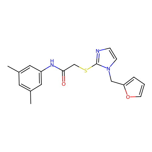 N-(3,5-dimethylphenyl)-2-[1-(furan-2-ylmethyl)imidazol-2-yl]sulfanylacetamide structure