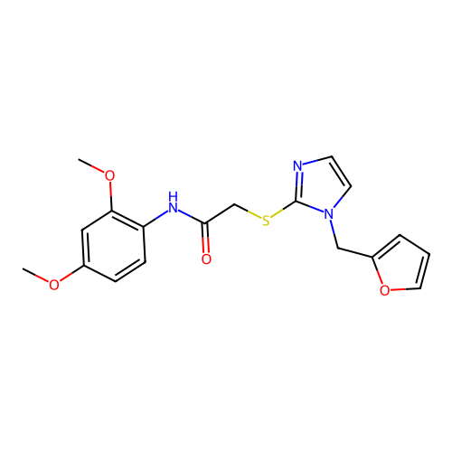 N-(2,4-dimethoxyphenyl)-2-[1-(furan-2-ylmethyl)imidazol-2-yl]sulfanylacetamide structure
