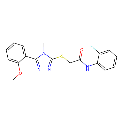 N-(2-fluorophenyl)-2-[[5-(2-methoxyphenyl)-4-methyl-1,2,4-triazol-3-yl]sulfanyl]acetamide structure