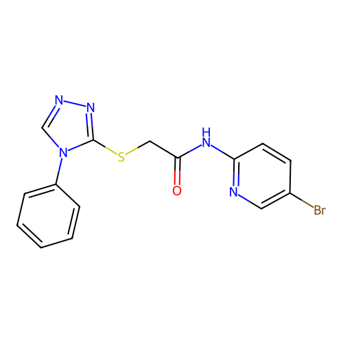 N-(5-bromopyridin-2-yl)-2-[(4-phenyl-1,2,4-triazol-3-yl)sulfanyl]acetamide structure