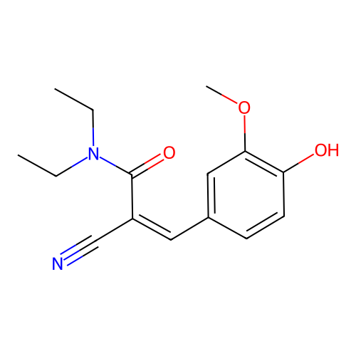 2-cyano-N,N-diethyl-3-(4-hydroxy-3-methoxyphenyl)prop-2-enamide structure