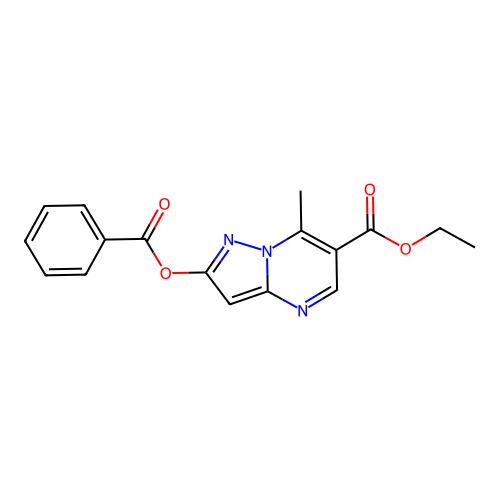 Ethyl 2-(benzoyloxy)-7-methylpyrazolo[1,5-a]pyrimidine-6-carboxylate structure