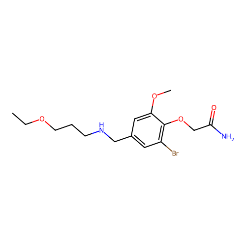 2-[2-Bromo-4-[[(3-ethoxypropyl)amino]methyl]-6-methoxyphenoxy]acetamide structure