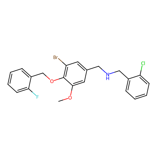 3-Bromo-N-[(2-chlorophenyl)methyl]-4-[(2-fluorophenyl)methoxy]-5-methoxybenzenemethanamine structure