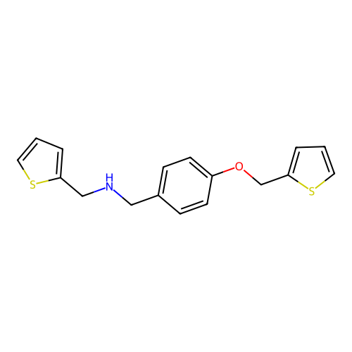 1-[4-(thiophen-2-ylmethoxy)phenyl]-N-(thiophen-2-ylmethyl)methanamine structure