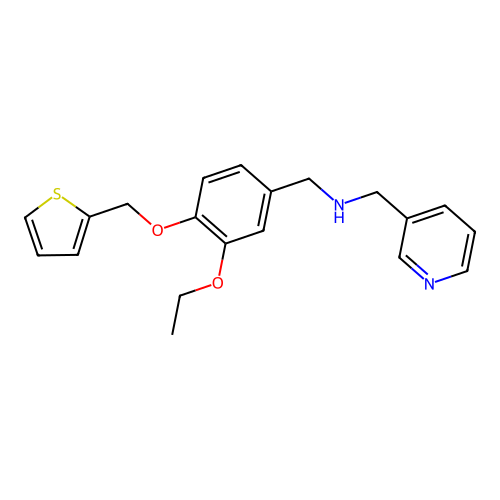 1-[3-ethoxy-4-(thiophen-2-ylmethoxy)phenyl]-N-(pyridin-3-ylmethyl)methanamine structure