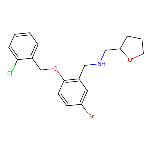 N-[[5-bromo-2-[(2-chlorophenyl)methoxy]phenyl]methyl]-1-(oxolan-2-yl)methanamine structure