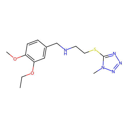 N-(3-ethoxy-4-methoxybenzyl)-2-[(1-methyl-1H-tetrazol-5-yl)sulfanyl]ethanamine structure