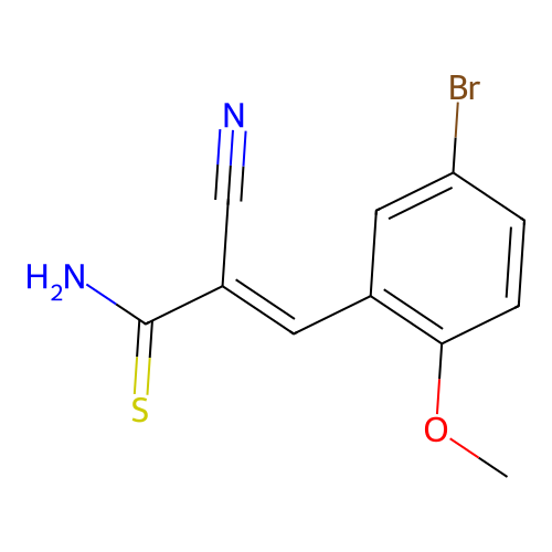 (E)-3-(5-bromo-2-methoxyphenyl)-2-cyanoprop-2-enethioamide structure
