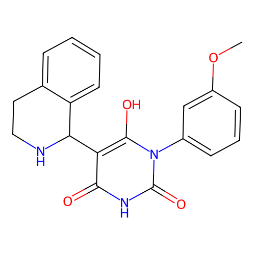 6-hydroxy-1-(3-methoxyphenyl)-5-(1,2,3,4-tetrahydroisoquinolin-1-yl)pyrimidine-2,4-dione structure