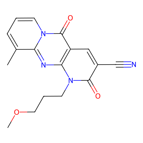 1-(3-methoxypropyl)-10-methyl-2,5-dioxo-1,5-dihydro-2H-dipyrido[1,2-a:2',3'-d]pyrimidine-3-carbonitrile structure