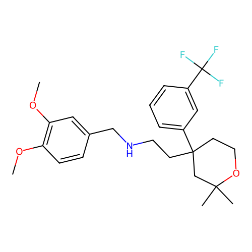 N-[(3,4-dimethoxyphenyl)methyl]-2-[2,2-dimethyl-4-[3-(trifluoromethyl)phenyl]oxan-4-yl]ethanamine structure