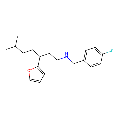 N-(4-fluorobenzyl)-3-(furan-2-yl)-6-methylheptan-1-amine structure