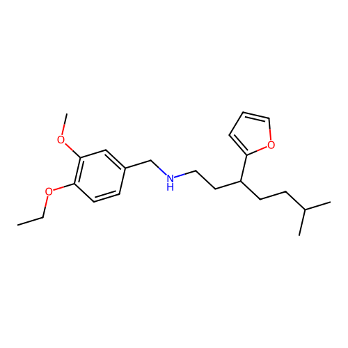 N-(4-ethoxy-3-methoxybenzyl)-3-(furan-2-yl)-6-methylheptan-1-amine structure