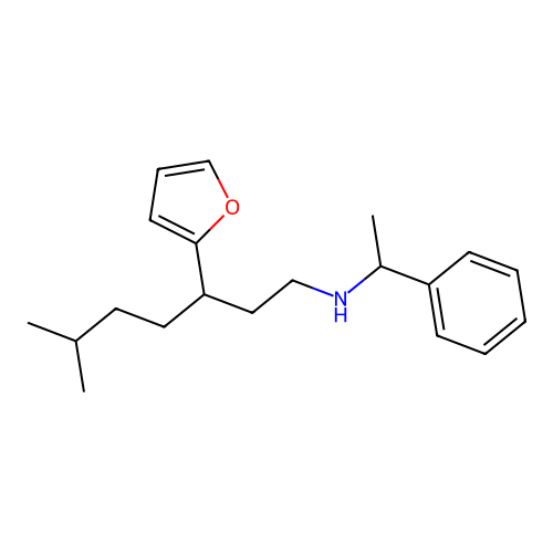 3-(furan-2-yl)-6-methyl-N-(1-phenylethyl)heptan-1-amine structure