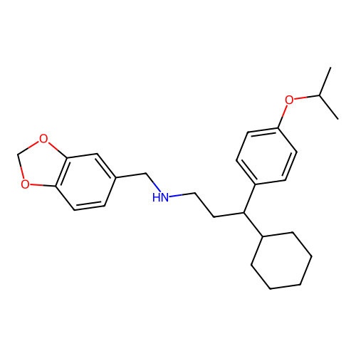 N-(1,3-benzodioxol-5-ylmethyl)-3-cyclohexyl-3-(4-propan-2-yloxyphenyl)propan-1-amine structure