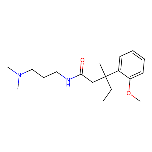 N-[3-(dimethylamino)propyl]-3-(2-methoxyphenyl)-3-methylpentanamide structure