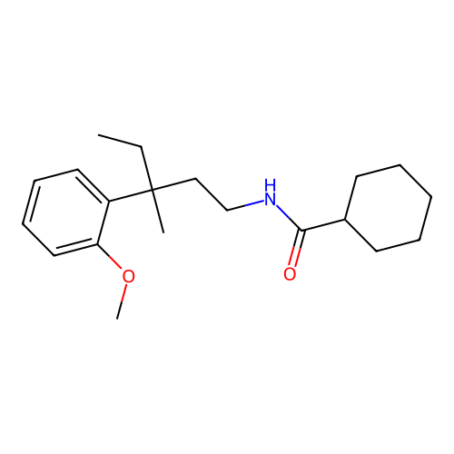 N-[3-(2-methoxyphenyl)-3-methylpentyl]cyclohexanecarboxamide structure