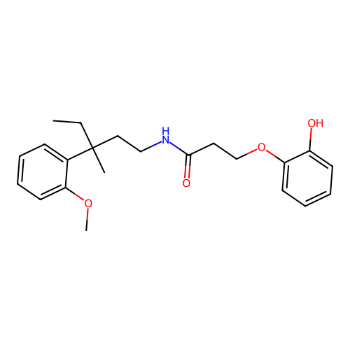3-(2-hydroxyphenoxy)-N-[3-(2-methoxyphenyl)-3-methylpentyl]propanamide structure