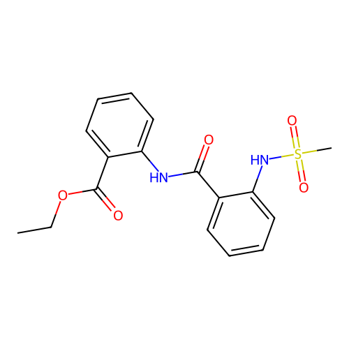 Ethyl 2-((2-((methylsulphonyl)amino)benzoyl)amino)benzoate structure