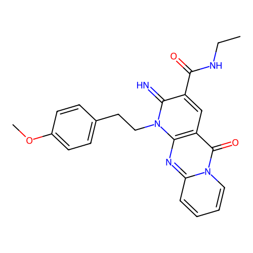 N-ethyl{2-imino-1-[2-(4-methoxyphenyl)ethyl]-5-oxo(1,6-dihydropyridino[1,2-a]p yridino[2,3-d]pyrimidin-3-yl)}carboxamide structure