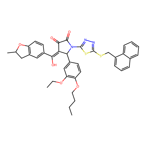5-(4-butoxy-3-ethoxyphenyl)-3-hydroxy-4-(2-methyl-2,3-dihydrobenzofuran-5-carbonyl)-1-(5-((naphthalen-1-ylmethyl)thio)-1,3,4-thiadiazol-2-yl)-1H-pyrrol-2(5H)-one structure