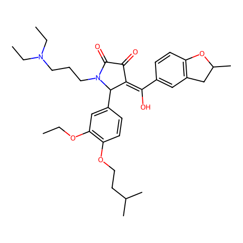 1-(3-(diethylamino)propyl)-5-(3-ethoxy-4-(isopentyloxy)phenyl)-3-hydroxy-4-(2-methyl-2,3-dihydrobenzofuran-5-carbonyl)-1H-pyrrol-2(5H)-one structure