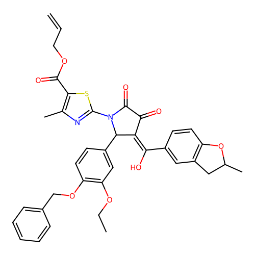 allyl 2-(2-(4-(benzyloxy)-3-ethoxyphenyl)-4-hydroxy-3-(2-methyl-2,3-dihydrobenzofuran-5-carbonyl)-5-oxo-2,5-dihydro-1H-pyrrol-1-yl)-4-methylthiazole-5-carboxylate structure
