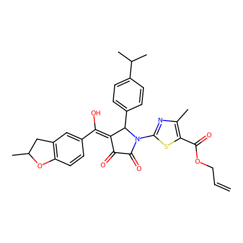 allyl 2-(3-hydroxy-5-(4-isopropylphenyl)-4-(2-methyl-2,3-dihydrobenzofuran-5-carbonyl)-2-oxo-2,5-dihydro-1H-pyrrol-1-yl)-4-methylthiazole-5-carboxylate structure