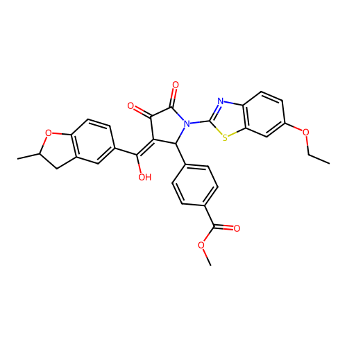 methyl 4-(1-(6-ethoxybenzo[d]thiazol-2-yl)-4-hydroxy-3-(2-methyl-2,3-dihydrobenzofuran-5-carbonyl)-5-oxo-2,5-dihydro-1H-pyrrol-2-yl)benzoate structure