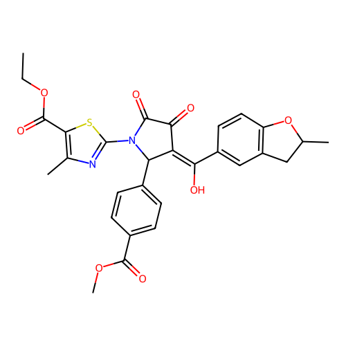 ethyl 2-(3-hydroxy-5-(4-(methoxycarbonyl)phenyl)-4-(2-methyl-2,3-dihydrobenzofuran-5-carbonyl)-2-oxo-2,5-dihydro-1H-pyrrol-1-yl)-4-methylthiazole-5-carboxylate structure
