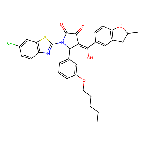 1-(6-chlorobenzo[d]thiazol-2-yl)-3-hydroxy-4-(2-methyl-2,3-dihydrobenzofuran-5-carbonyl)-5-(3-(pentyloxy)phenyl)-1H-pyrrol-2(5H)-one structure